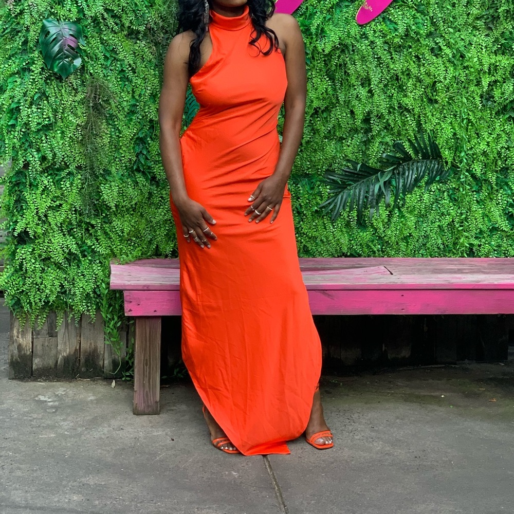 Orange Satin Dress